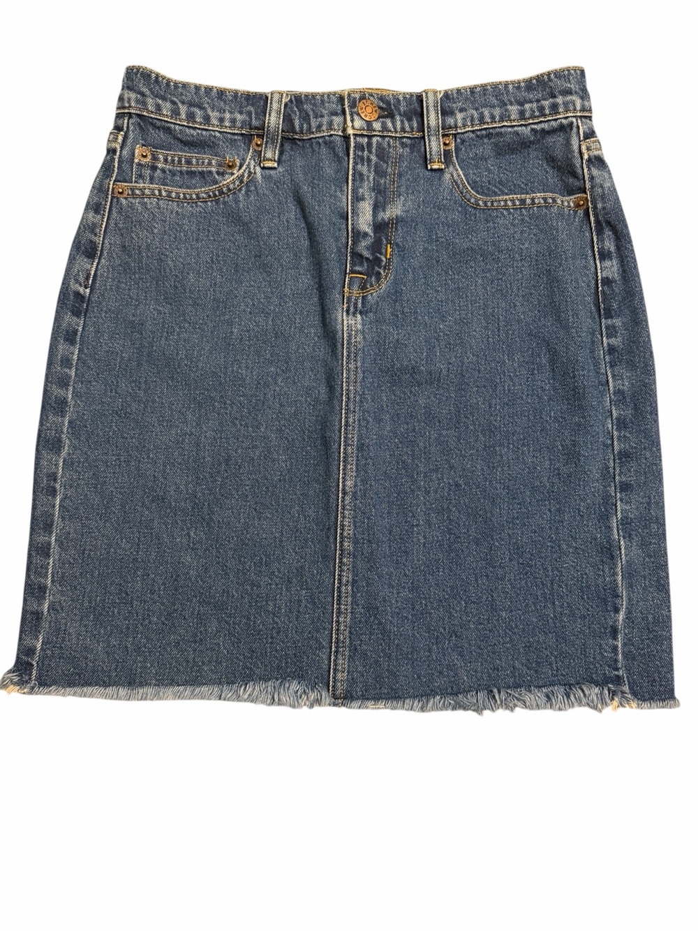 J. Crew Blue Denim Mini Skirt with Frayed Hem Sz 0